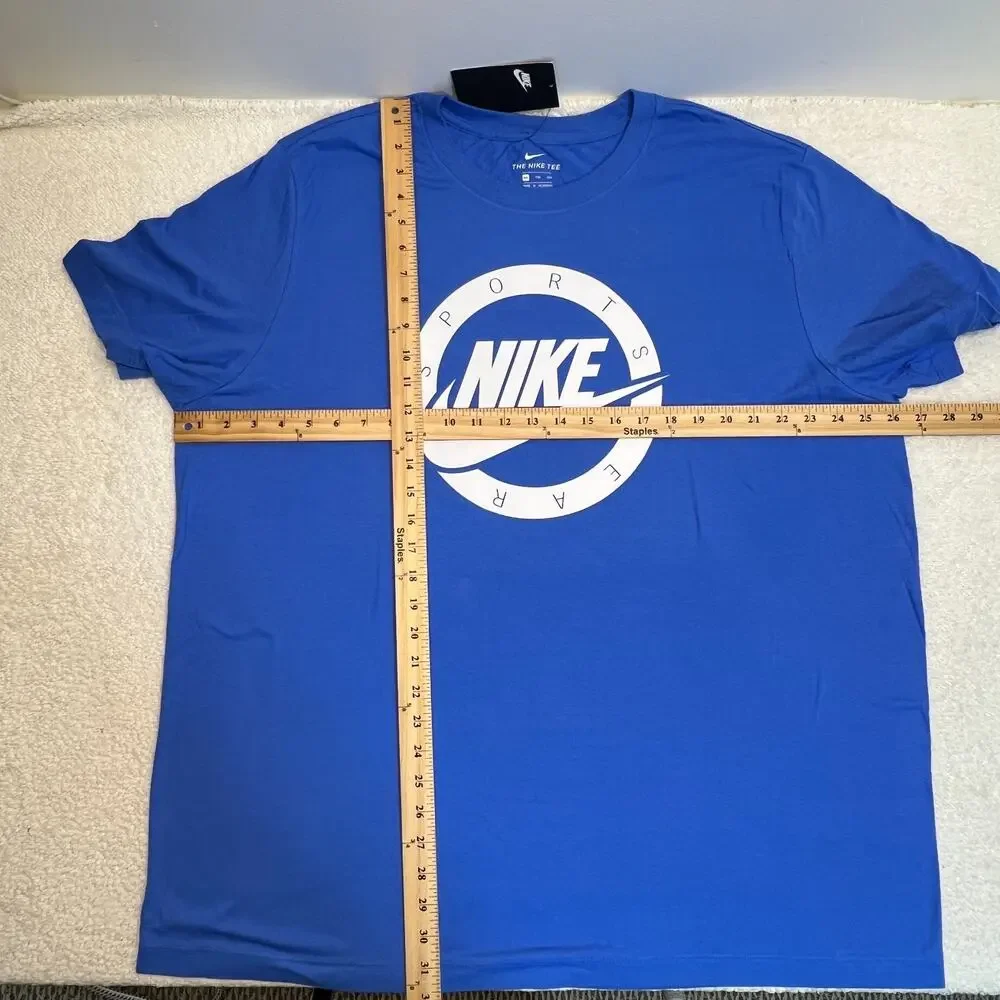 NWT Nike Mens T-Shirt Graphic Circle Sportswear Logo Nike Tee Blue/White Sz XXL